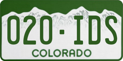 CO license plate 020IDS