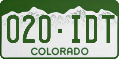 CO license plate 020IDT