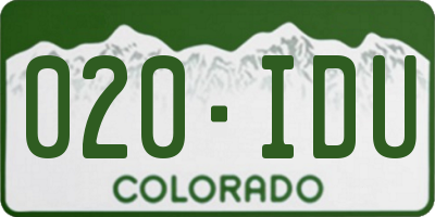 CO license plate 020IDU