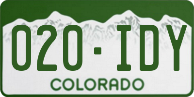 CO license plate 020IDY