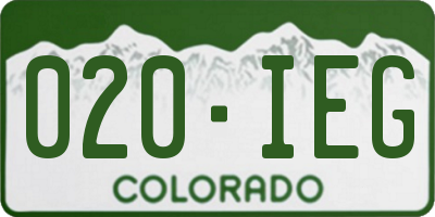 CO license plate 020IEG