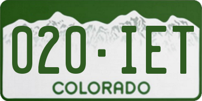 CO license plate 020IET