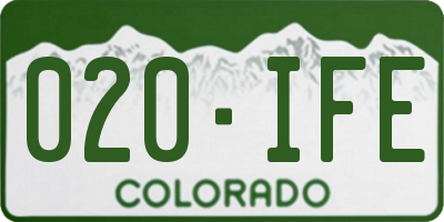 CO license plate 020IFE