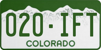 CO license plate 020IFT
