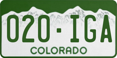 CO license plate 020IGA