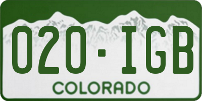 CO license plate 020IGB