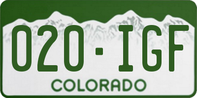 CO license plate 020IGF