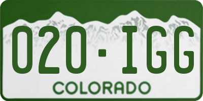 CO license plate 020IGG