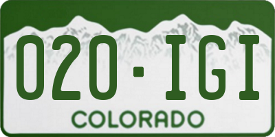 CO license plate 020IGI