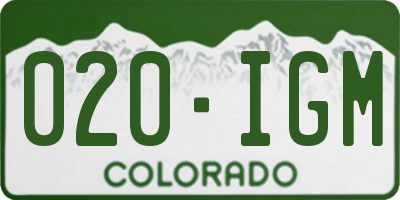 CO license plate 020IGM