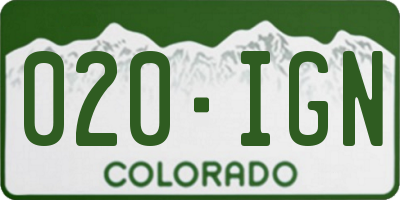 CO license plate 020IGN
