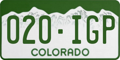CO license plate 020IGP