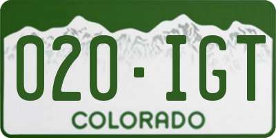 CO license plate 020IGT