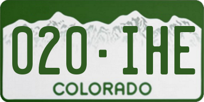 CO license plate 020IHE