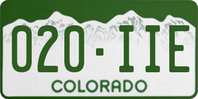 CO license plate 020IIE