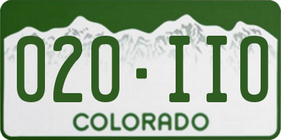 CO license plate 020IIO