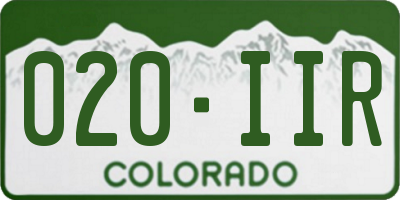 CO license plate 020IIR