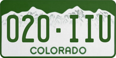 CO license plate 020IIU