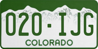CO license plate 020IJG