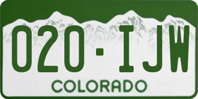 CO license plate 020IJW