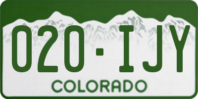 CO license plate 020IJY