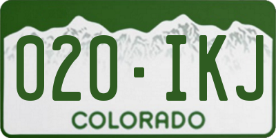 CO license plate 020IKJ