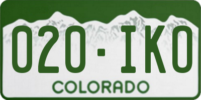 CO license plate 020IKO