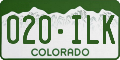 CO license plate 020ILK
