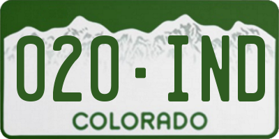 CO license plate 020IND