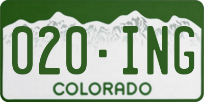CO license plate 020ING