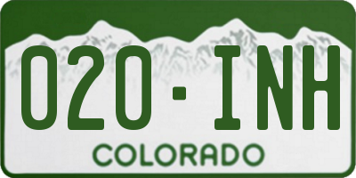 CO license plate 020INH