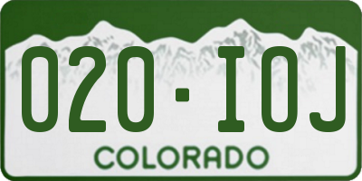 CO license plate 020IOJ