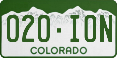 CO license plate 020ION