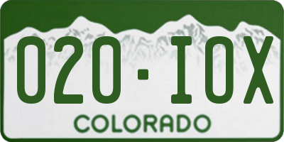 CO license plate 020IOX