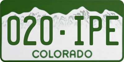 CO license plate 020IPE