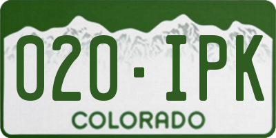 CO license plate 020IPK