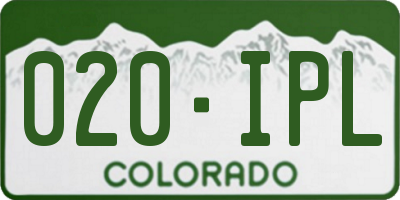 CO license plate 020IPL