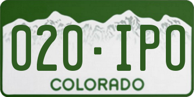 CO license plate 020IPO