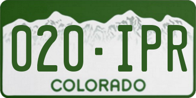 CO license plate 020IPR