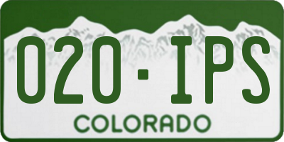 CO license plate 020IPS