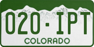 CO license plate 020IPT