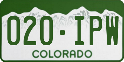 CO license plate 020IPW