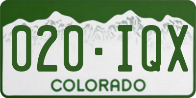 CO license plate 020IQX