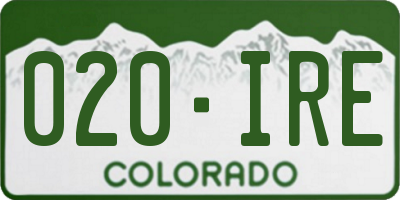 CO license plate 020IRE