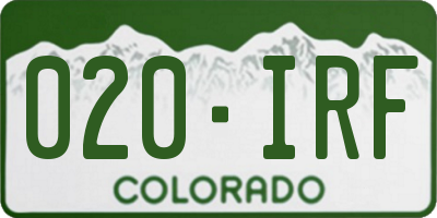 CO license plate 020IRF