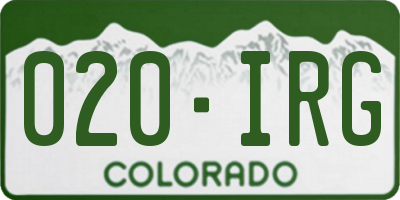 CO license plate 020IRG