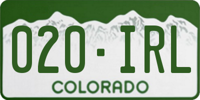 CO license plate 020IRL