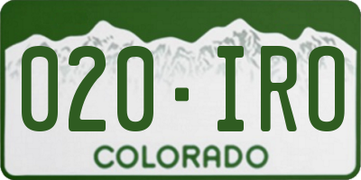 CO license plate 020IRO