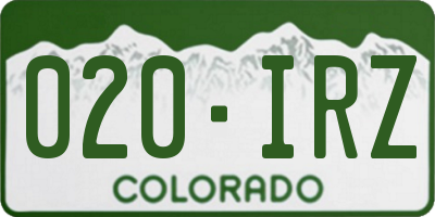 CO license plate 020IRZ