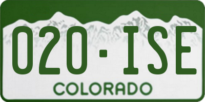 CO license plate 020ISE